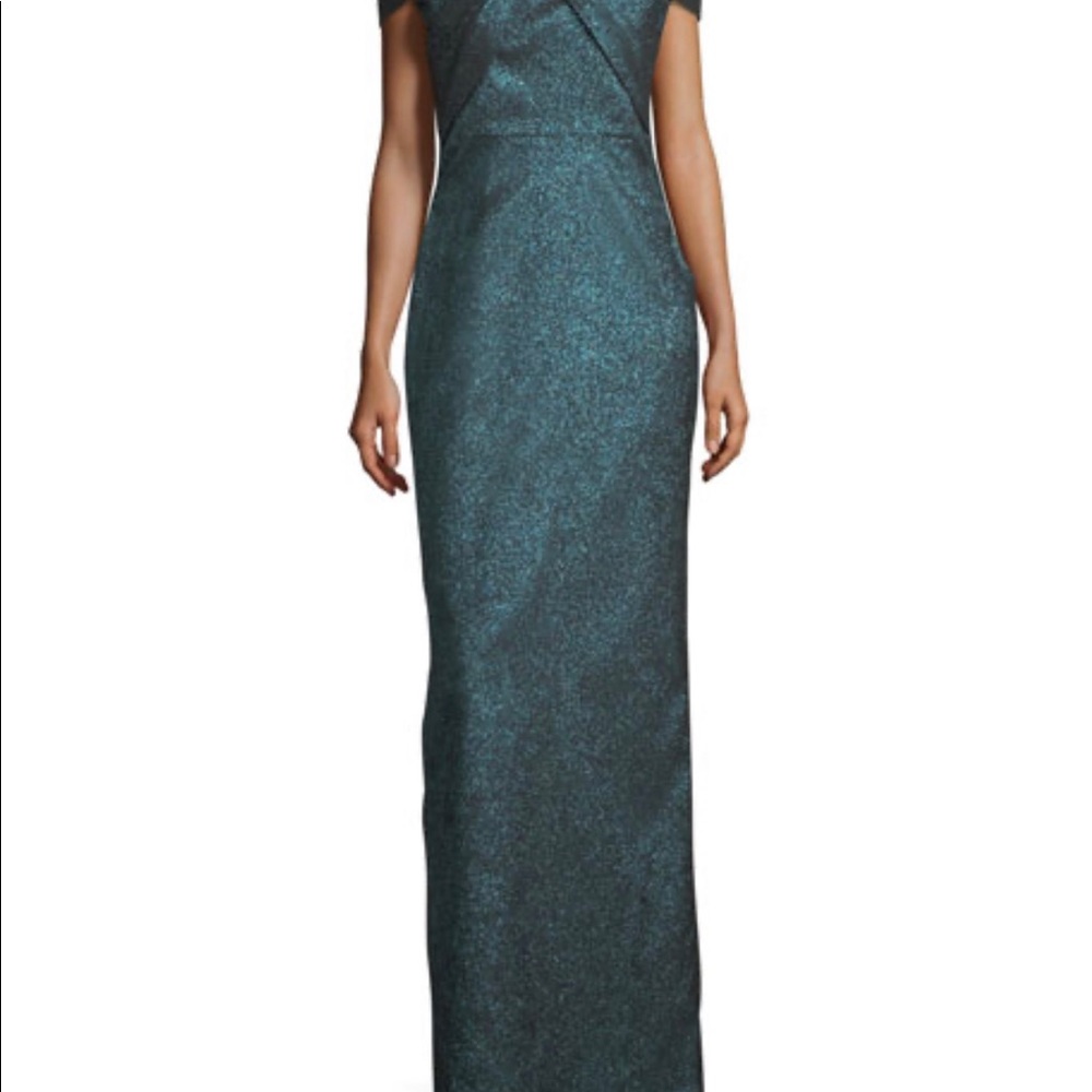 Off-the-Shoulder Metallic Stretch Evening Gown